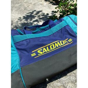 Salomon Vintage Athletic Holdall Ski 80s/90s Teal Blue Duffle Bag Size 27x15x15